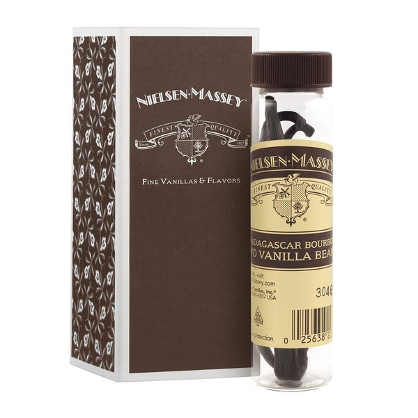 Nielsen-Massey Madagascar Bourbon Vanilla Beans for Baking and Cooking, 2-Bean Vial with Gift Box