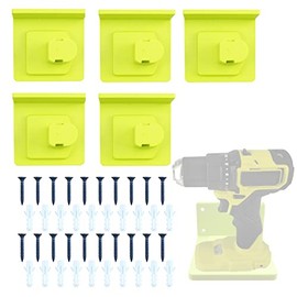 5 Packs Tool Drill Mount Holder, Fit for Ryobi 18V Tool Holder Dock Hanger with 20 Screws, Tools Holder Dock Mount (Green)