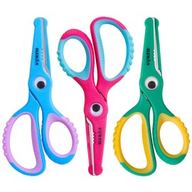 SLEMOON Kids Scissors 5.5 Inch,Blunt Tip Toddler Safety Scissors,3 Pack