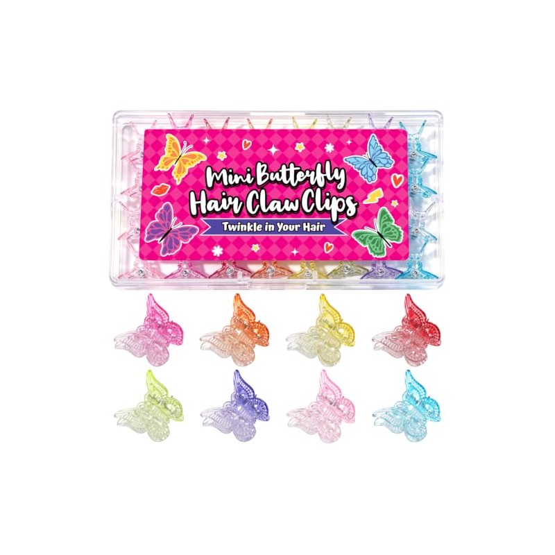 Gradient Mini Butterfly Hair Clips, 32Pcs Y2K Butterfly Claw Clip