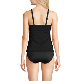 Lands' End Women's Long Chlorine Resistant Smoothing Control Mesh High Neck Tankini Swimsuit Top 8 Black
