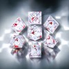 Handmade-Msgrim Cherry Blossom Silver LIQUID DnD Dice Set 7pc Dungeons