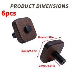 Antrader Walnut Wood Cabinet Knobs,6Pcs Wood Knobs Natural Wooden Dresser Drawer Knobs Kitchen Cabinet Pulls Handles