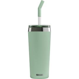 SIGG Helia Kaffeebecher to go (0.45 L / 0.6 L), doppelwandig isolierter Thermobecher mit Glas-Strohhalm, auslaufsicherer Tumbler aus Edelstahl für heisse & kalte Getränke