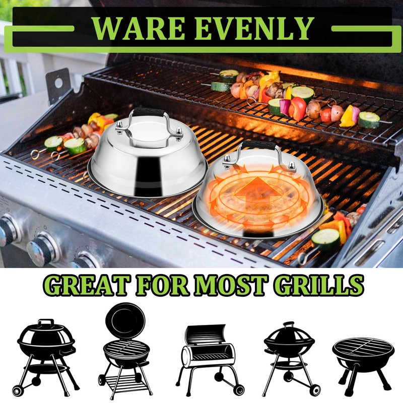 Joyfair Cheese Melting Dome, 2 Pcs Stainless Steel Basting Cover