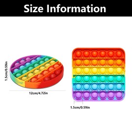 2 PCS Pop It Fidget Toys, Popit Fidget Toys, Pop Its, Popits, Stress Relief Popit, Silicon Rainbow Bubble Fidget Popper, For Fun/Learning/Relaxation for Teen Women Men Boys Girls (Square)