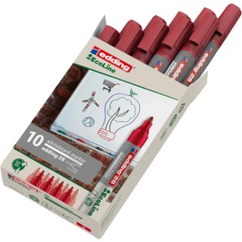 edding 28 Ecoline whiteboard marker - red - box of 10 whiteboard pens - round tip 1.5-3 mm - whiteboard pen dry wipe - for whiteboards, flipcharts, pinboards, memo boards - sketchnotes - refillable
