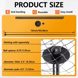 6 Pack 72 Inch Heavy Duty Metal Garden Stakes Powder Coated Steel Support Stakes for Garden Netting, Bird Netting Frame, Raised Bed Plant Support, Fruit Cage Vegetables Climbing Plants