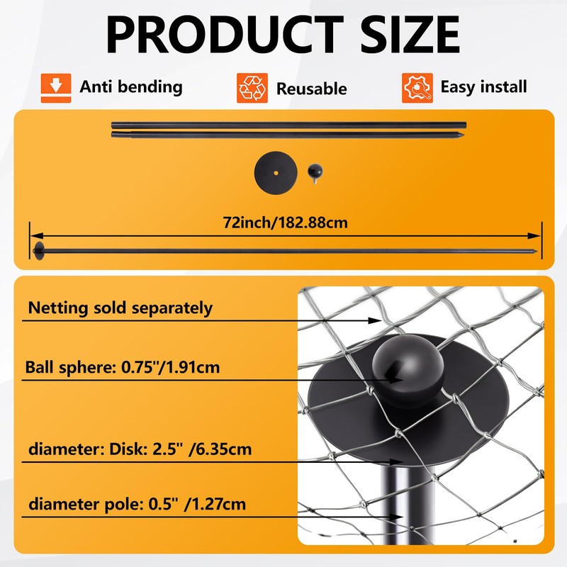 6 Pack 72 Inch Heavy Duty Metal Garden Stakes Powder