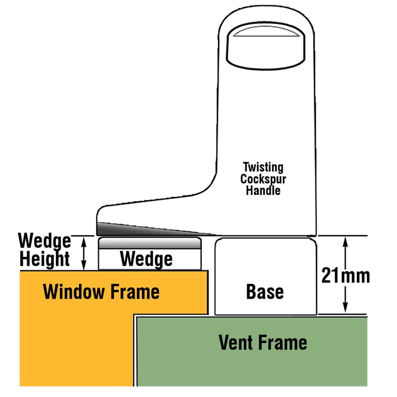 Securistyle Virage CB21WHL Cockspur Window Handle (White) - Left, 21mm