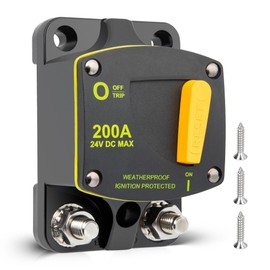 RED WOLF 200A Circuit Breaker Switch Manual Reset DC 12-24V, 5/16"-M8 Stud for Car Audio RV Marine Boat Truck Trolling Motors Stereo Audio Electronic Battery Solar System