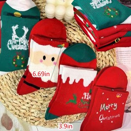 Seilvda 8 Pairs Christmas Socks, Warm Soft Cotton Socks for Christmas Winter Party Gift, Xmas Warm Socks in Winter for Unisex Women Teens Xmas New Year, Holiday or Birthday Gift