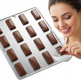 Andes Mint Piece Chocolate Candy Mold Candy Making 157, Small Rectangular Mint Candy Mold with 16 Cavities, 1 1/4" x 1/2" x 1/4"