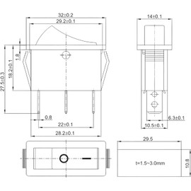 QIYANGBRO 5pcs KCD3 Black Shell AC110V/120V Rocker Switch Red Light Illuminated Snap-in Toggle Switch Power SPST ON-Off Switch 3 Pin, Use for Household Appliances Industrial Equipment (KCD3-101B)