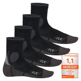 CFLEX Women's and Men's Running Functional Socks (4 Pairs) Running Socks, black/grey, 35 - 38