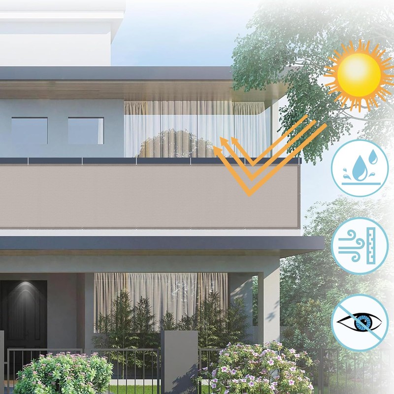 AXT SHADE Balcony Privacy Screen 90x400cm Waterproof Balcony Cover Wind