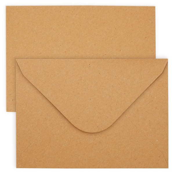 Kraft Paper Invitation Envelopes 4x6 for Wedding, Baby Shower, A6 V-Flap Brown Envelopes for Thank You Cards (50 Pack)