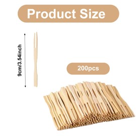 200Pcs Wooden Fruit Forks,Mini Two Prongs Wooden Cocktail Fork,Disposable Wooden Cocktail Forks Natural Two Claw Disposable Fruit Forks Suitable Perfect for Banquet Parties Buffets Food Catering