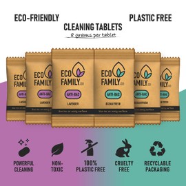 Eco Family, Anti-bacterial, Multipurpose, Cleaning Tablets, Refill, (6x 8g) | Eco-Friendly, Plastic-Free, Non-Toxic, Cruelty-Free | Ocean Fresh & Lavender Scent | For All Surfaces | Dissolve in Water