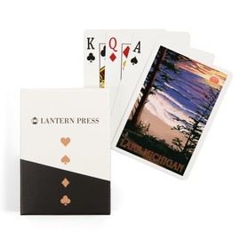 Lantern Press Lake Michigan, Sunset on Beach (52 Playing Cards, Poker Size Card Deck with Jokers)