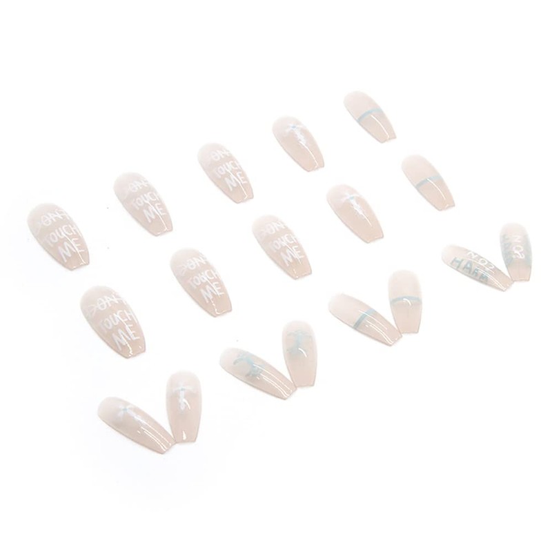 24 PCS Romantic Nail Tips Sheer Long Fake Nails Ballet