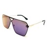Rimless Oversized Flat Top Shield Square Aviator Sunglasses (Gold &
