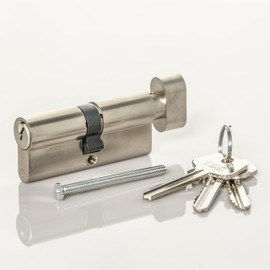 Satin Chrome Thumb Turn Euro Cylinder Lock, Euro Door Barrel Lock with Anti-Drill & Anti-Pick Protection. Suitable for All Door Types. Euro Cylinder Locks (50mm Internal x 40mm External (90mm Total))