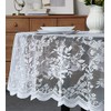 LinenZone Beautiful Round Lace Tablecloth with Elegant Scalloped Bottom for
