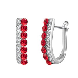 EVEVIC Austrian Crystal U Shaped Huggie Earrings for Women,14K White Gold Plated Hypoallergenic Small Hoop Earring Jewelry Gifts, Small, Crystal Brass, crystal