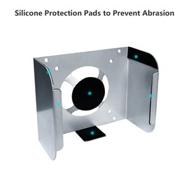 OCXLLEATLY Multifunctional Under Desk Bracket for 2024 Mac Mini M4/M4 Pro, Sturdy Metal Wallmount & Monitor Mount, Silver