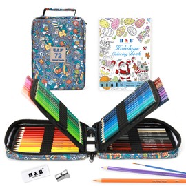 H & B Colouring Pencils 72Pcs Oil Based Coloured Pencils with Colouring Book Colouring Pencils Set for Adults Artists Beginners (72QL)