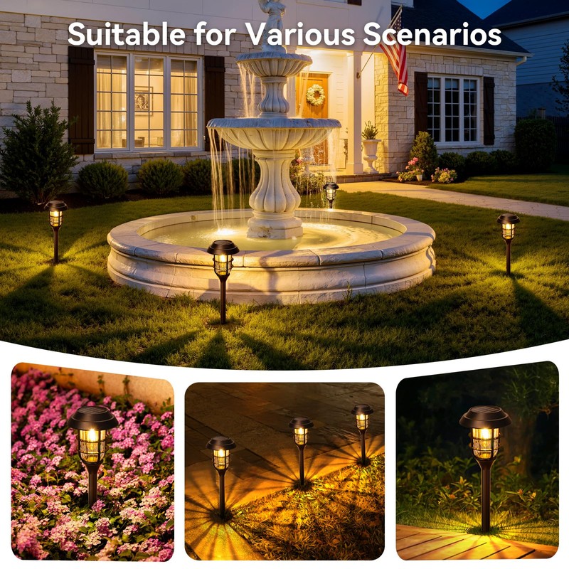 LETMY Solar Pathway Lights Outdoor, 8 Pack Bright Solar Lights