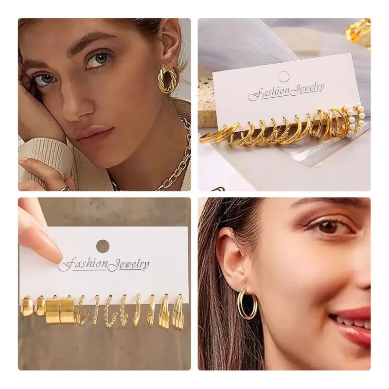 Awvuq - 24 Pare Aretes Con Piercing Pendientes Joyeria Mujer