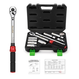 TecoTek 11Pcs 3/8" Drive Spark Plug Socket Set with Click Torque Wrench, Spark Plug Gapper, Universal Joint, Extension Bar, 9/16", 5/8", 3/4", 13/16", 14, 16 and 18mm, CR-V Sockets with Rubber Rings