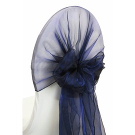 MDS Pack of 10 Organza Hoods Chair Sashes Bow sash for Wedding Events Supplies, Decorations for Birthday Parties, Graduations, Chair Hood fit Folding and Banquets Chair Cover - Navy Blue