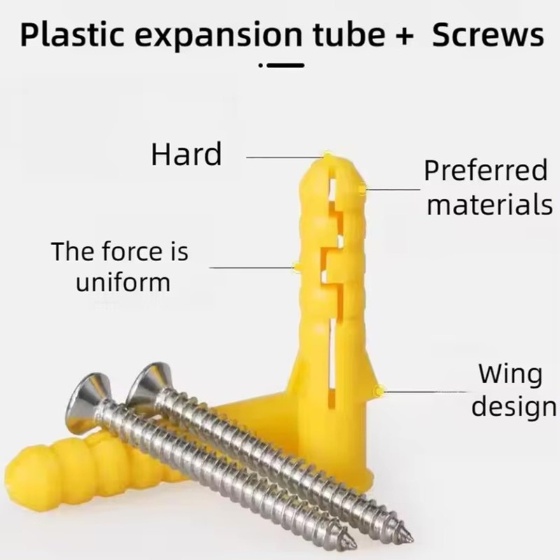 20 Pcs Wall Plugs and Screws, M8 x 40mm Yellow
