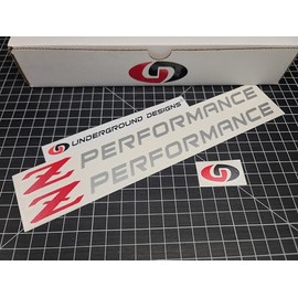 Z Performance Decals (2-Pack) Racing Hood Fender Window Stickers Fits Nissan Z 350Z 370Z (Metallic Silver & Red 'Z', 1.0" H x 11.5" L)