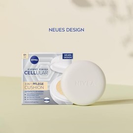 NIVEA Cellular Expert Finish 3in1 Pflege Cushion für helle Hauttöne (15 g), Make-up mit Hyaluron, Kollagen-Booster und LSF 15, feuchtigkeitsspendende Cushion Foundation