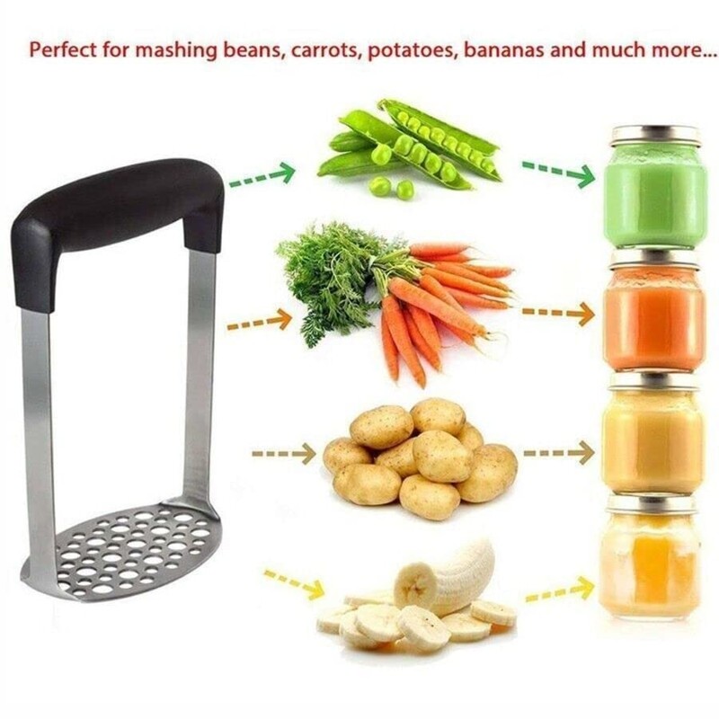 AIMALL Stainless Steel Potato Masher Vegetable Tool with Ergonomic Handle