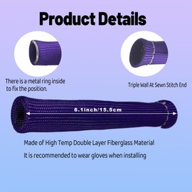 8 PCS Spark Plug Heat Shield Sleeve 2500° Spark Plug Wire Heat Shield 6 Inches Spark Plug Wire Boots Protection Insulator Cover Wrap for LS1 / LS2 Sbc Bbc 350 454 Car Truck, Purple