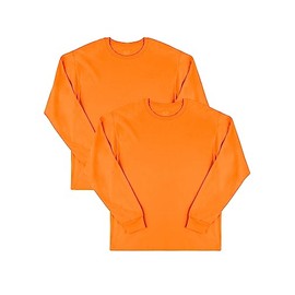 Fruit of the Loom Men's Eversoft Cotton T Shirts, Breathable & Moisture Wicking with Odor Control, Long Sleeve-Safety Orange