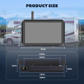 Wireless Backup Camera With 5" Monitor, RV Solar Back Up Camera Systems HD 1080P Monitor With Video Recording, Rechargeable Infrared Night Vision Rear View Cameras For RVs Car Truck Trailer Pickup Van
