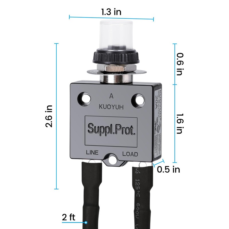Push Button Circuit Breaker 20Amp, Briidea Fuse Tester Manual Reset