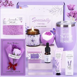 Regalos de Cumpleaños para Mujeres, Set de baño de lavanda, Set de Baño y spa Corporal, Paquete de cuidado personal para mujeresRegalo Cumpleaños para Día Madre, San Valentín Regalos