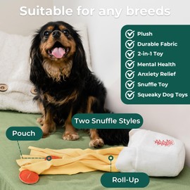 Snuffle Dogs Toys Plush Stuffed Puppy Toy with Squeaky Treat Hide for Large, Medium, Small Dogs and Puppies Slow Feeder, Machine Washable, Pet Supplies Toys for Dogs to Keep Them Busy, take Out Box