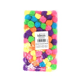 Bright Ideas Woolly Pompoms. Assorted Colours and 25mm Size Pompoms. Pack of 100 Acrylic Pompoms for Kids Crafts, Arts & Crafts and for DIY Creative Crafts Decorations. BI8027.