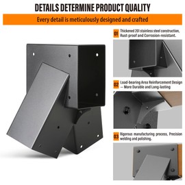 Wocepu 201 Stainless Steel Swing Set Bracket 2pcs A-Frame Brackets with All Mounting Hardware（Black）