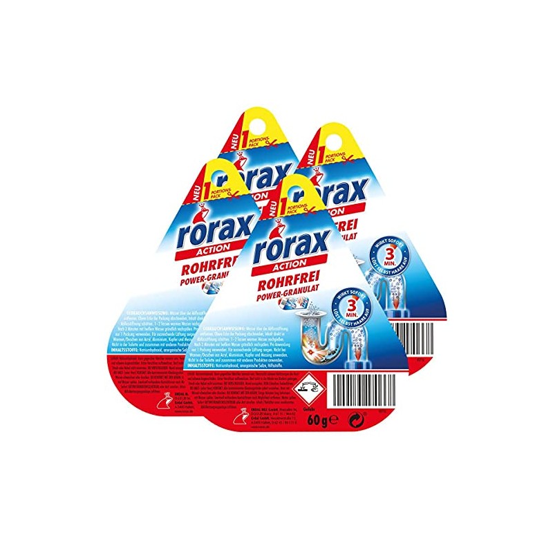4 x Rorax Rohrfrei Power Granules Portion Pack 60 g