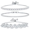 14K Silver Plated Tennis Bracelet Cubic Zirconia Classic Adjustable Bracelet