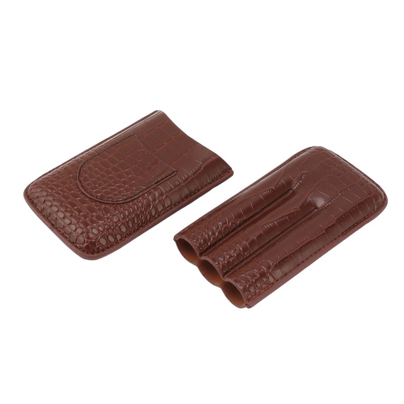 Cigar Holder Case Artificial Leather Portable Durable Elegant 3 Finger